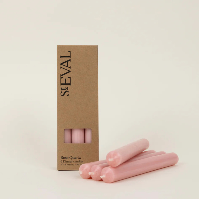 St Eval Dinner Candle x 6 - Rose Quartz