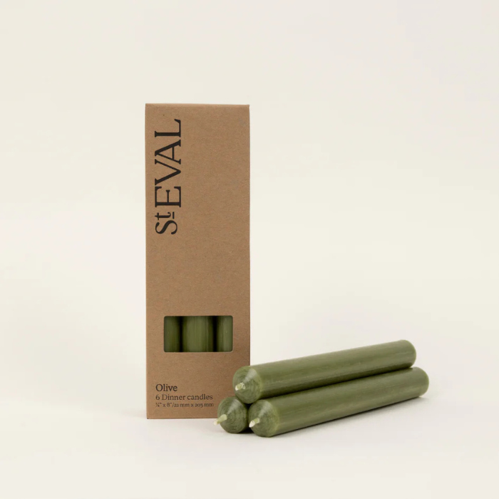 St Eval Dinner Candle x 6 - Olive