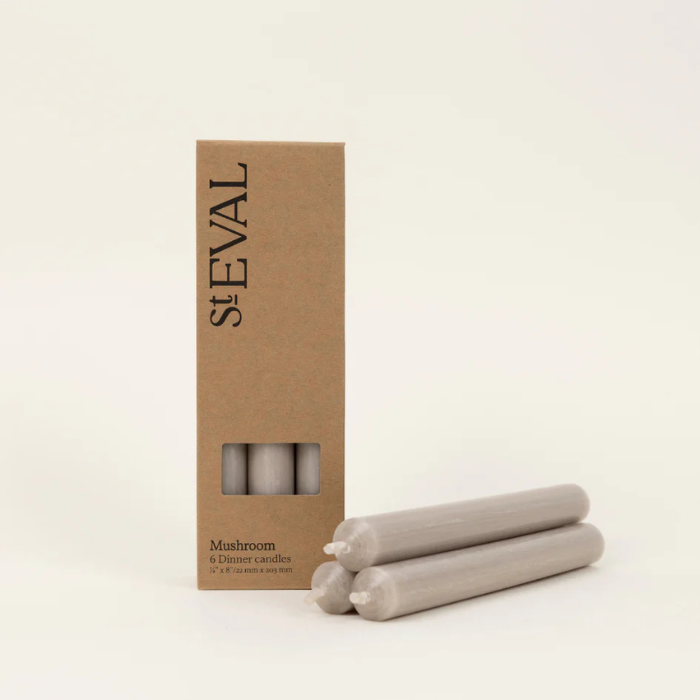 St Eval Dinner Candle x 6 - Mushroom