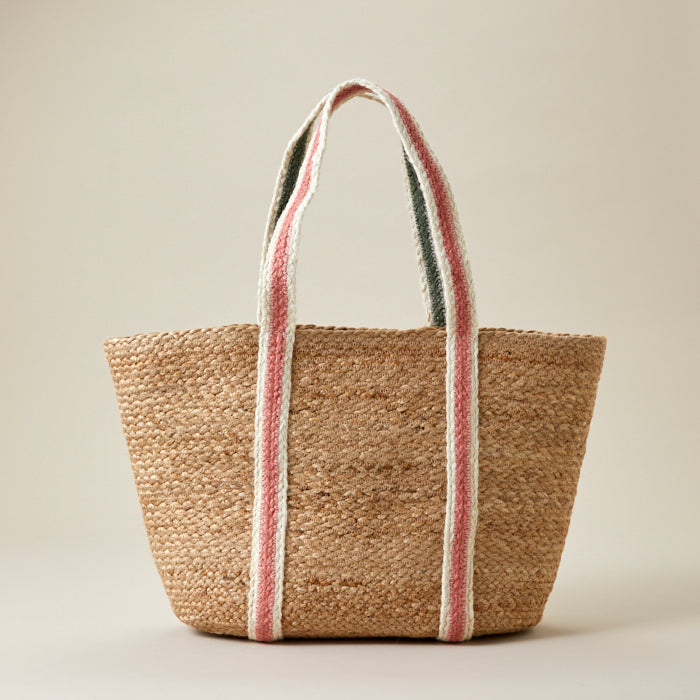 Large Tote - Green/Pink strap