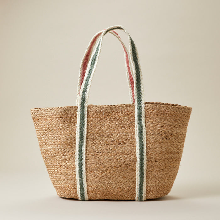 Large Tote - Green/Pink strap