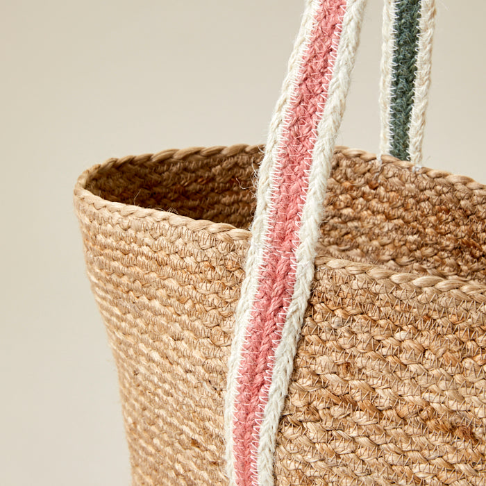 Large Tote - Green/Pink strap