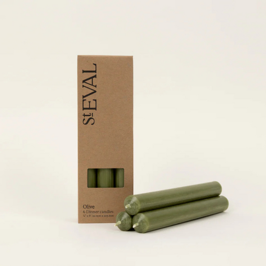 St Eval Dinner Candle x 6 - Olive